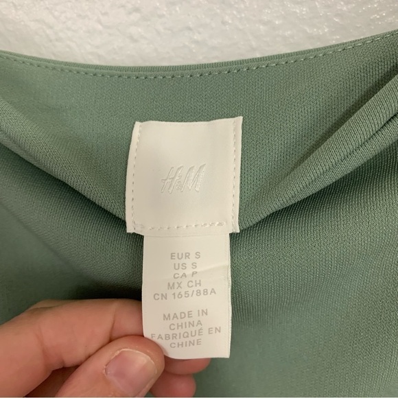 H&M Light Olive Green 90s Style Slip Dress Size S - Picture 8 of 9
